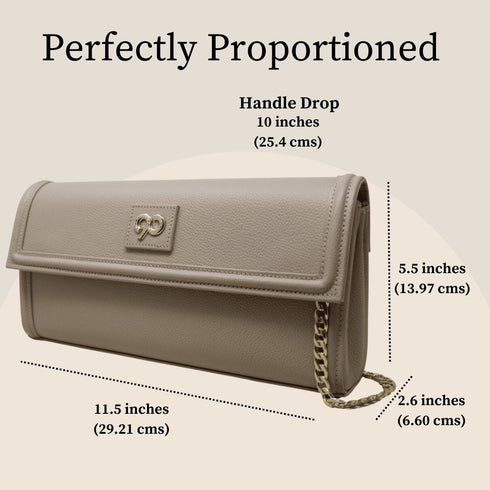 90 Feet Kaya Clutch Bag in Premium Genuine Leather (Beige)